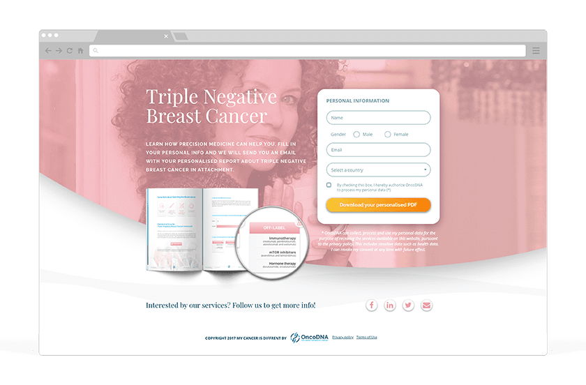 Landing page for Triple Negative Breast Cancer - Image carousel slide 3